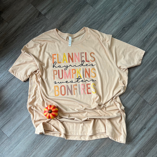 Flannels Hayrides Pumpkins Sweaters Bonfires - RTS - 2 color Options