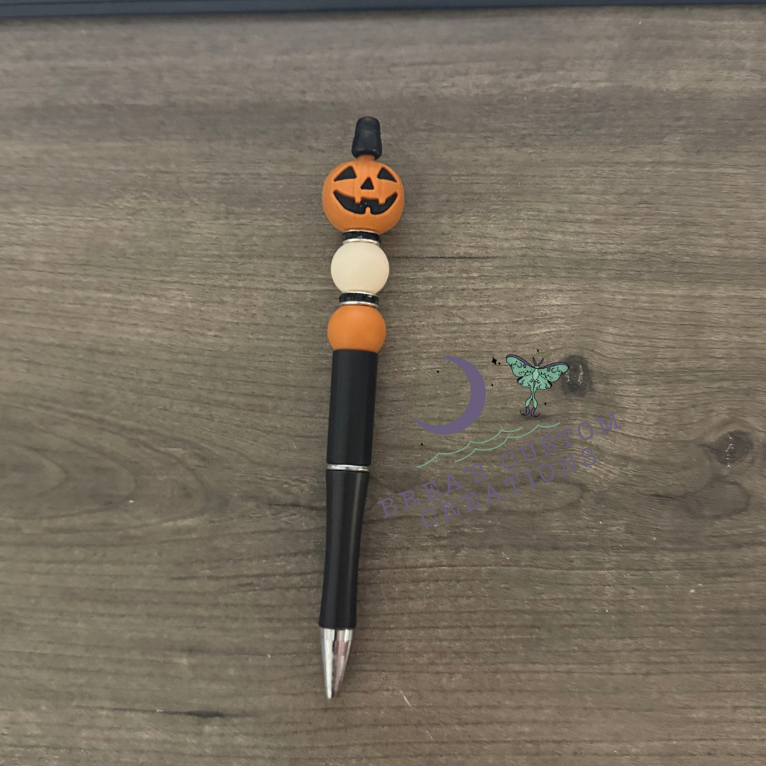 Jack-O-Lantern Beaded Pen