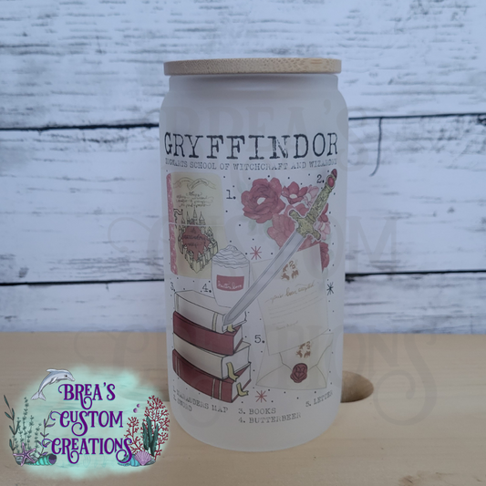 Red Floral House - 16oz Glass Can Frosted