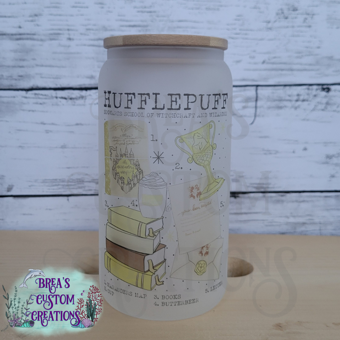 Yellow House - 16oz Glass Can Frosted