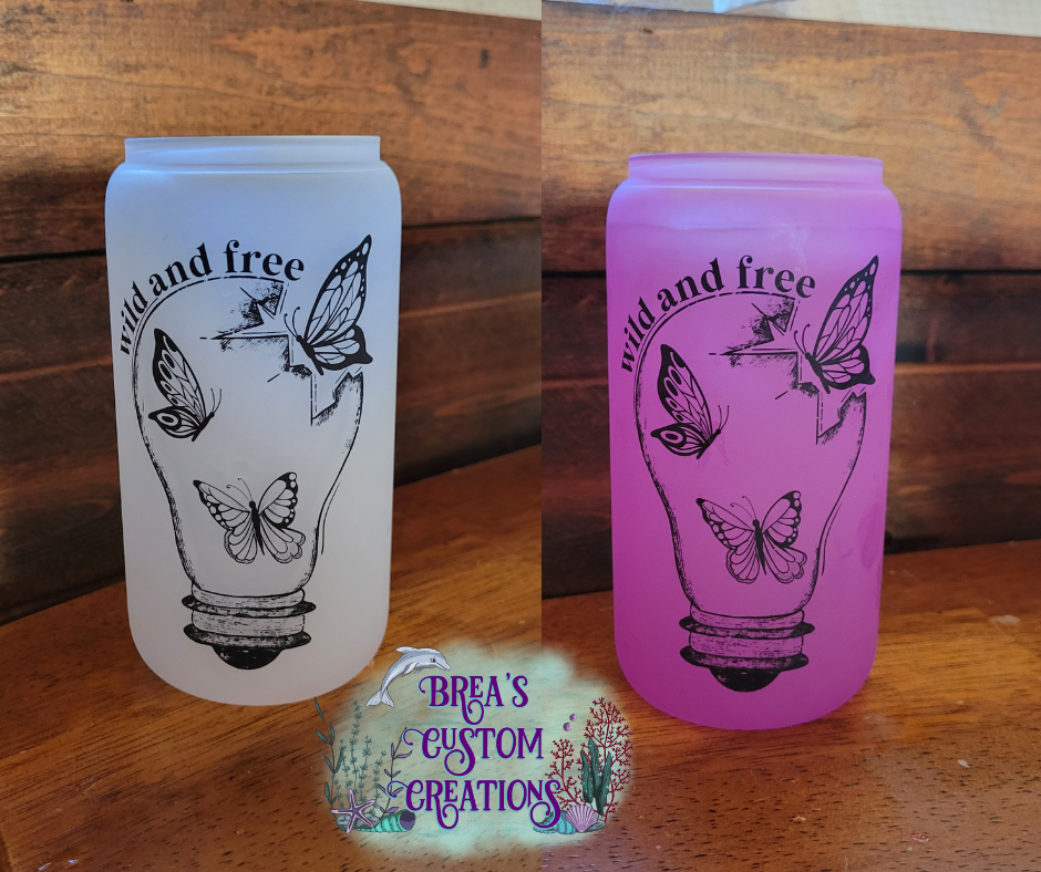 Wild And Free - 16oz Glass Can Frosted Color Change